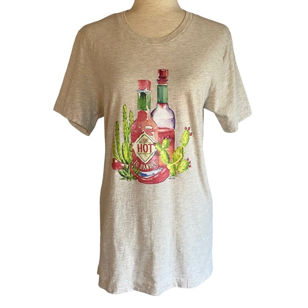 BELLA CANVAS Too Hot To Handle Graphic T Shirt Cream Size Medium Basic Casual